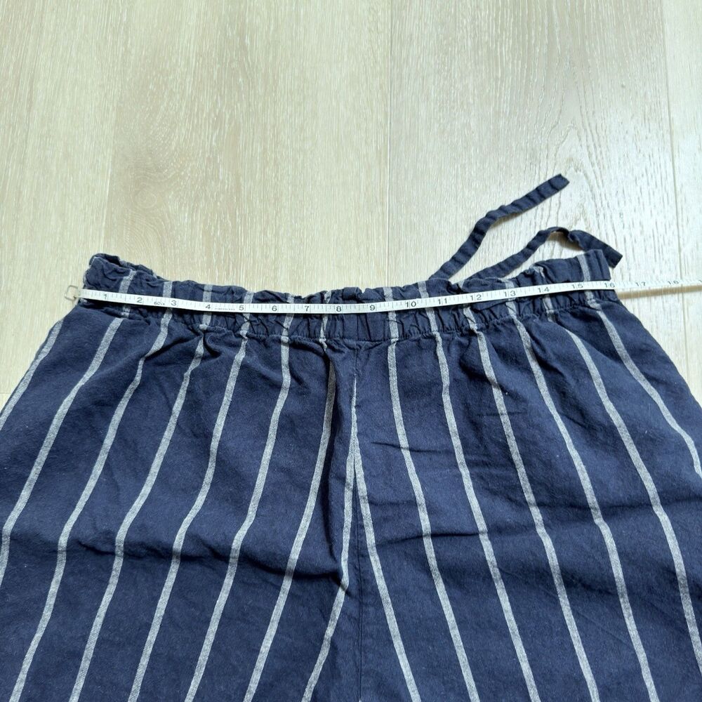 Linen Cotton Nautical Striped Shorts Navy Blue White XL Uniqlo Coastal High Rise - Picture 5 of 10
